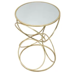 Viadurini Living Moderne Couchtische-Goldener Couchtisch mit Glasplatte und Eisengestell - Devon