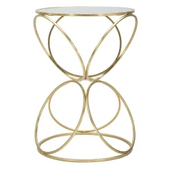 Viadurini Living Moderne Couchtische-Goldener Couchtisch mit Glasplatte und Eisengestell - Devon