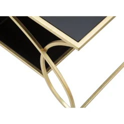 Viadurini Living Moderne Couchtische-Goldener rechteckiger Couchtisch aus Eisen mit Glasplatte - Symbol