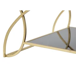 Viadurini Living Moderne Couchtische-Goldener rechteckiger Couchtisch aus Eisen mit Glasplatte - Symbol