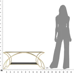 Viadurini Living Moderne Couchtische-Goldener rechteckiger Couchtisch aus Eisen mit Glasplatte - Symbol