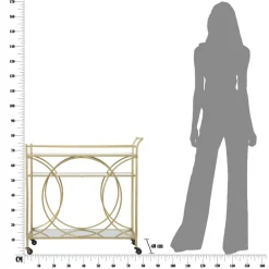 Viadurini Living Küchenzubehör-Goldener Servierwagen mit Eisensockel und verspiegelten Oberteilen - Mink