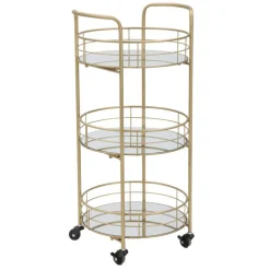 Viadurini Living Küchenzubehör-Goldener Speisewagen aus Eisen mit 3 Spiegelregalen - Viviana