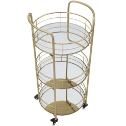 Viadurini Living Küchenzubehör-Goldener Speisewagen aus Eisen mit 3 Spiegelregalen - Viviana
