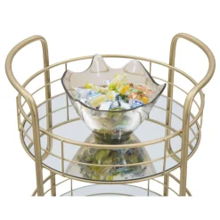 Viadurini Living Küchenzubehör-Goldener Speisewagen aus Eisen mit 3 Spiegelregalen - Viviana