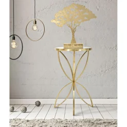 Viadurini Living Moderne Couchtische-Goldfarbener Couchtisch aus Eisen mit runder Spiegelplatte - Umari