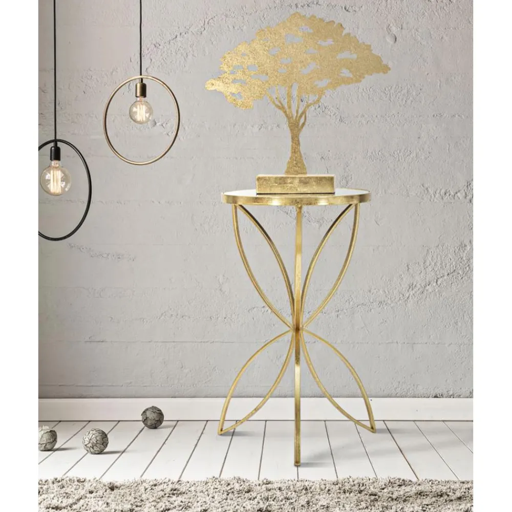 Viadurini Living Moderne Couchtische-Goldfarbener Couchtisch aus Eisen mit runder Spiegelplatte - Umari