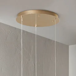 Viadurini Lighting Moderne Kronleuchter-Goldfarbener Kronleuchter aus lackiertem Metall mit 3 LEDs und optionalem Glas – Buche