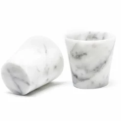Viadurini Kitchen Gläser Set-Grappaglas aus weißem Carrara-Marmor Made in Italy - Fergie