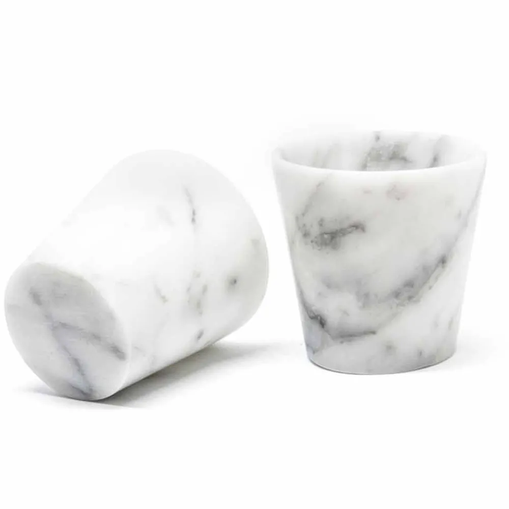 Viadurini Kitchen Gläser Set-Grappaglas aus weißem Carrara-Marmor Made in Italy - Fergie