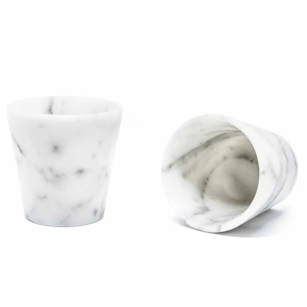 Viadurini Kitchen Gläser Set-Grappaglas aus weißem Carrara-Marmor Made in Italy - Fergie