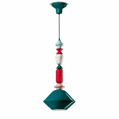 Ferroluce Designer Pendelleuchten-Grüne oder gelbe Keramik-Hängelampe Made in Italy - Lariat