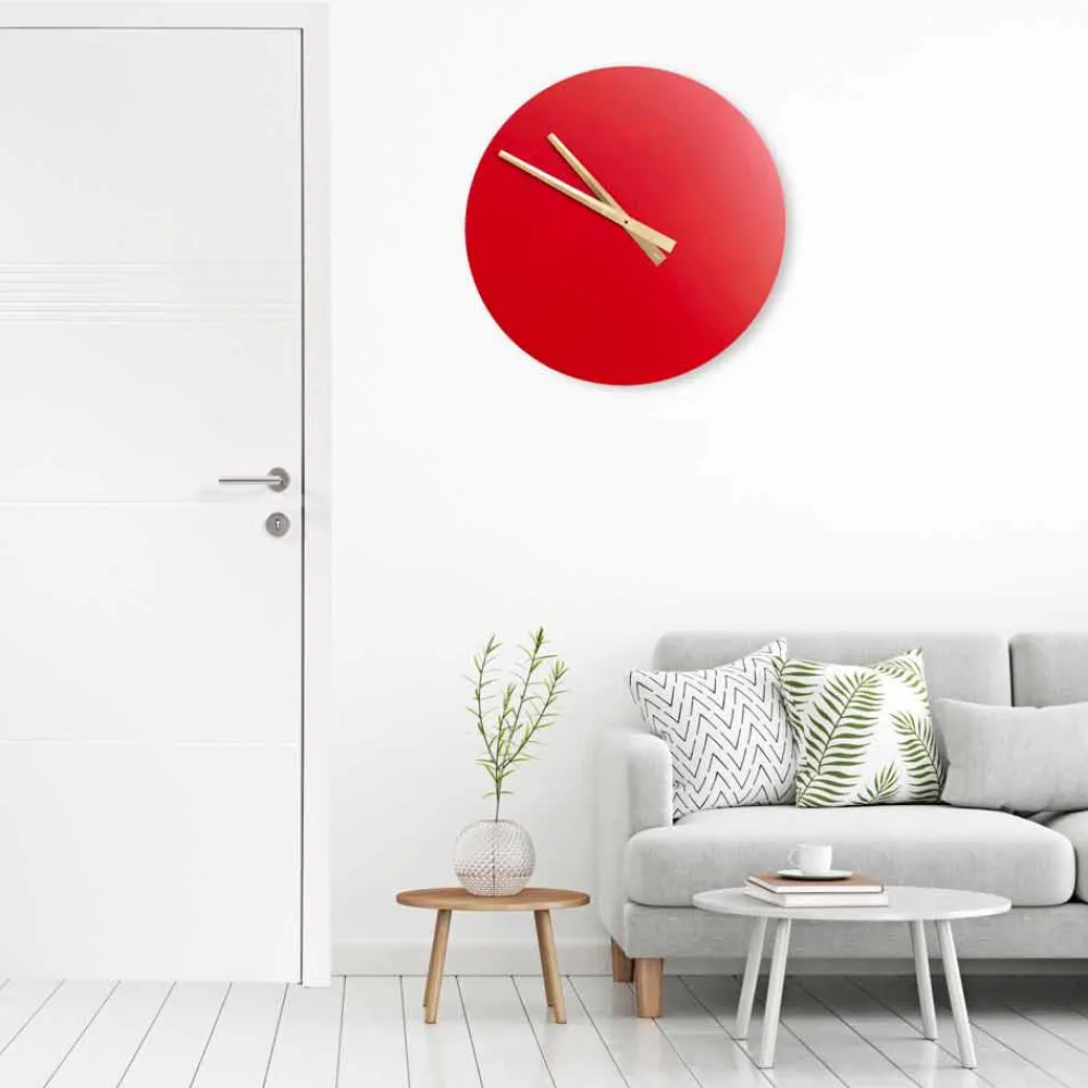 Viadurini Time Design Wanduhren-Große farbige moderne Wanduhr aus rundem Holz - Dione