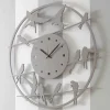 Viadurini Time Design Wanduhren-Große moderne Design Wanduhr in farbigem Rundholz - Vögel