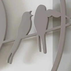 Viadurini Time Design Wanduhren-Große moderne Design Wanduhr in farbigem Rundholz - Vögel