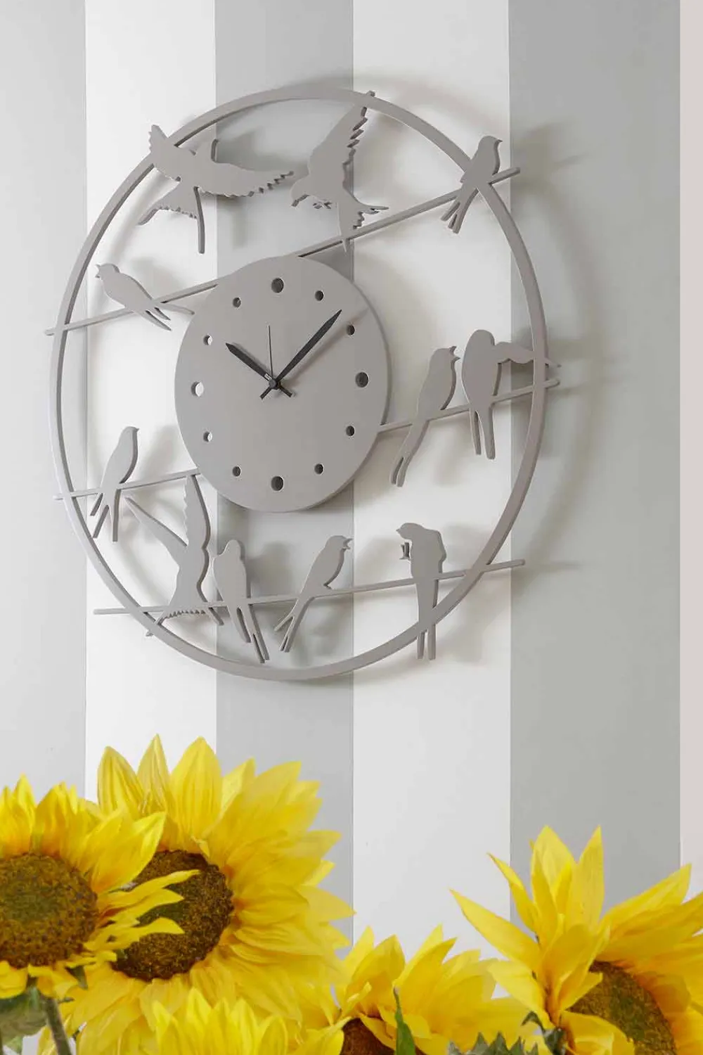 Viadurini Time Design Wanduhren-Große moderne Design Wanduhr in farbigem Rundholz - Vögel