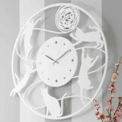 Viadurini Time Design Wanduhren-Große moderne runde farbig verzierte Wanduhr - Cat