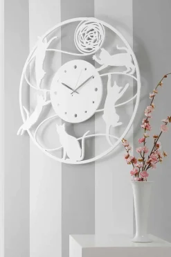 Viadurini Time Design Wanduhren-Große moderne runde farbig verzierte Wanduhr - Cat