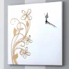 Viadurini Time Design Wanduhren-Große quadratische Wanduhr aus weißem Holz mit Blume - Florello