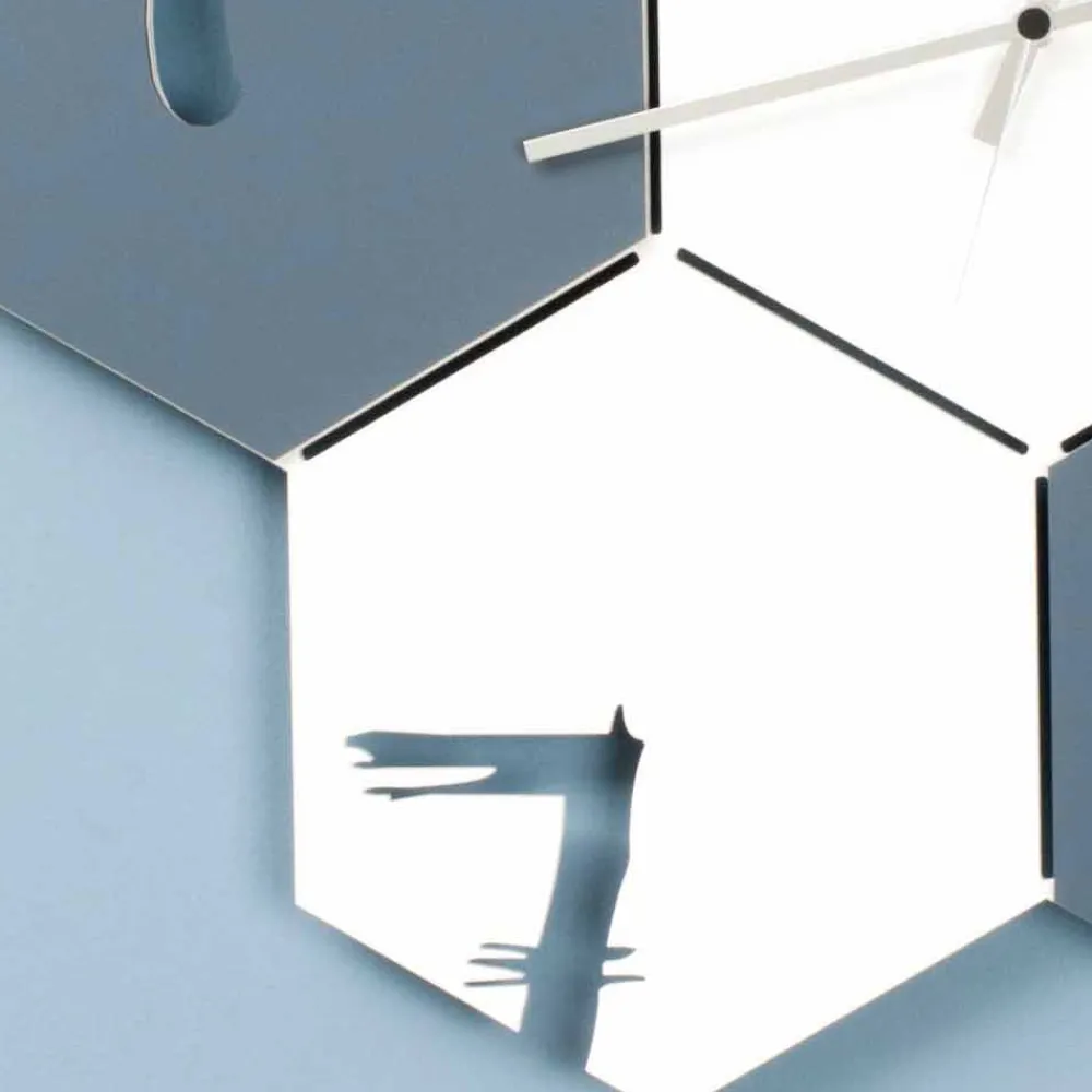 Viadurini Time Design Wanduhren-Große Wanduhr aus farbigem Holz Sechseckiges modernes Design - Nidodape