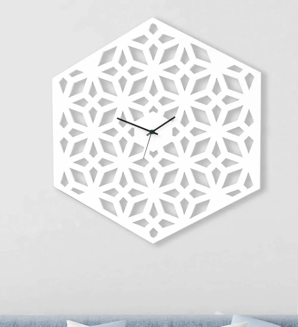 Viadurini Time Design Wanduhren-Große Wanduhr aus weißem taubengrauem oder grünem Designholz - Tarto