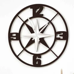 Viadurini Time Design Wanduhren-Große Wanduhr Design in Shabby White und Brown Wood - Scharnier