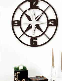 Viadurini Time Design Wanduhren-Große Wanduhr Design in Shabby White und Brown Wood - Scharnier