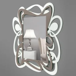 Viadurini Decor Wandspiegel-Großer dekorativer Wandspiegel im modernen Design in Weiß und Kakao – Bocchio