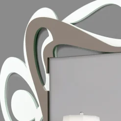 Viadurini Decor Wandspiegel-Großer dekorativer Wandspiegel im modernen Design in Weiß und Kakao – Bocchio