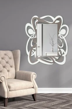 Viadurini Decor Wandspiegel-Großer dekorativer Wandspiegel im modernen Design in Weiß und Kakao – Bocchio