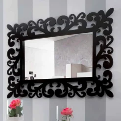 Viadurini Decor Wandspiegel-Großer rechteckiger Wandspiegel mit modernem Design aus schwarzem Holz - Manola