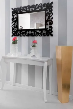 Viadurini Decor Wandspiegel-Großer rechteckiger Wandspiegel mit modernem Design aus schwarzem Holz - Manola