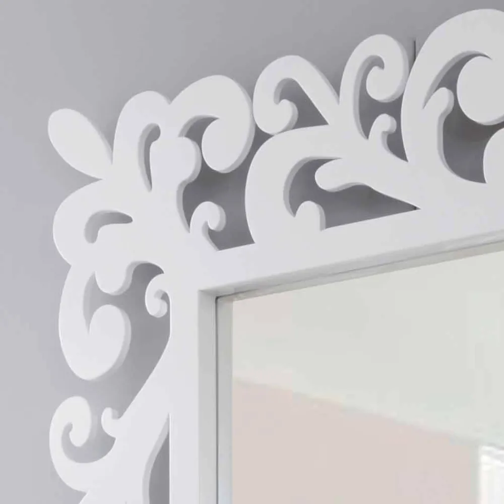 Viadurini Decor Wandspiegel-Großer rechteckiger Wandspiegel aus modernem Weißholz - Cortese