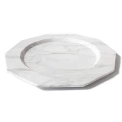 Viadurini Decor Geschirr Teller-Großer Speiseteller aus satiniertem Arabescato-Marmor im italienischen Design - Rhodium