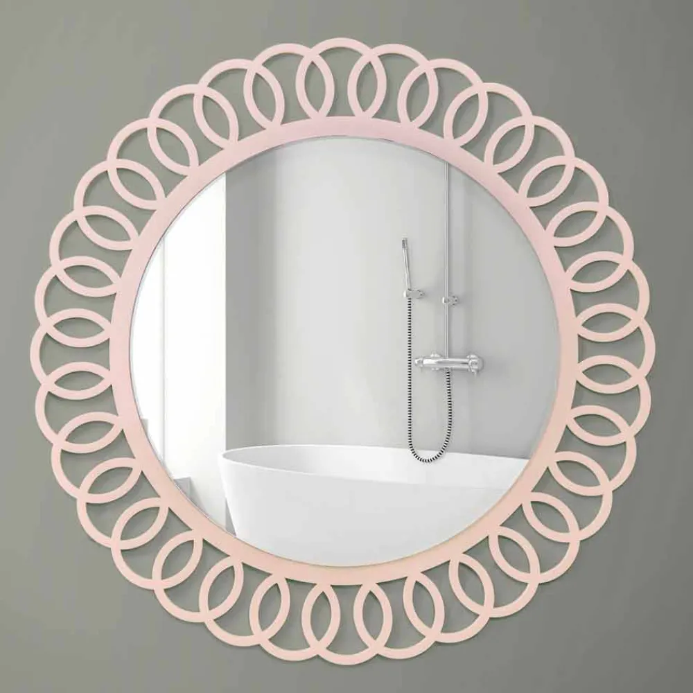 Viadurini Decor Wandspiegel-Großer Wandspiegel aus dekorativem und modernem Design in Pink Wood - Crown