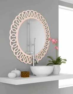 Viadurini Decor Wandspiegel-Großer Wandspiegel aus dekorativem und modernem Design in Pink Wood - Crown