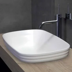 Viadurini Bathroom Keramikwaschbecken-Halb versenktes Design-Waschbecken aus weißem oder farbigem Keramik-Trabia