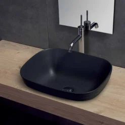 Viadurini Bathroom Keramikwaschbecken-Halb versenktes Design-Waschbecken aus weißem oder farbigem Keramik-Trabia