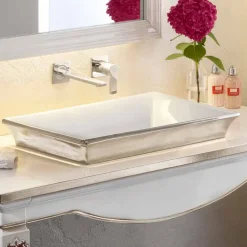 Viadurini Bathroom Waschbecken Aus Fire Clay-Halbeinbauwaschbecken aus Platin und gold 24 Karat, Guido