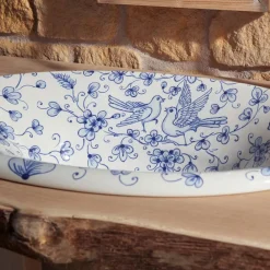 Viadurini Bathroom Waschbecken Aus Fire Clay-Halbeinbauwaschbecken aus handbemaltem Schamott, hergestellt in Italien – Principe