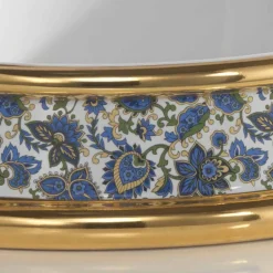 Viadurini Bathroom Waschbecken Aus Fire Clay-Halbeinbauwaschbecken aus fire clay und 24k Gold handgemacht in Italien, Manilo