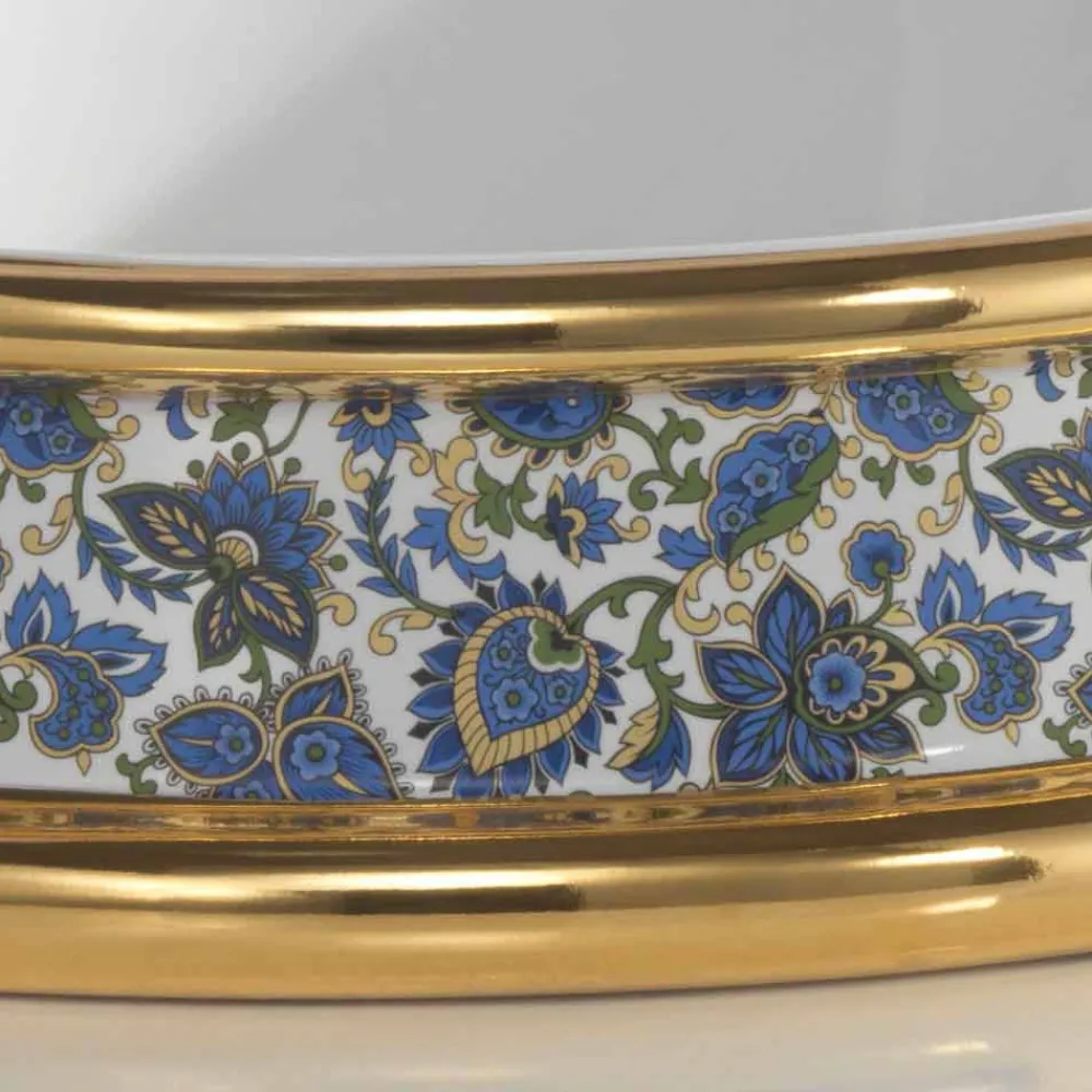 Viadurini Bathroom Waschbecken Aus Fire Clay-Halbeinbauwaschbecken aus fire clay und 24k Gold handgemacht in Italien, Manilo