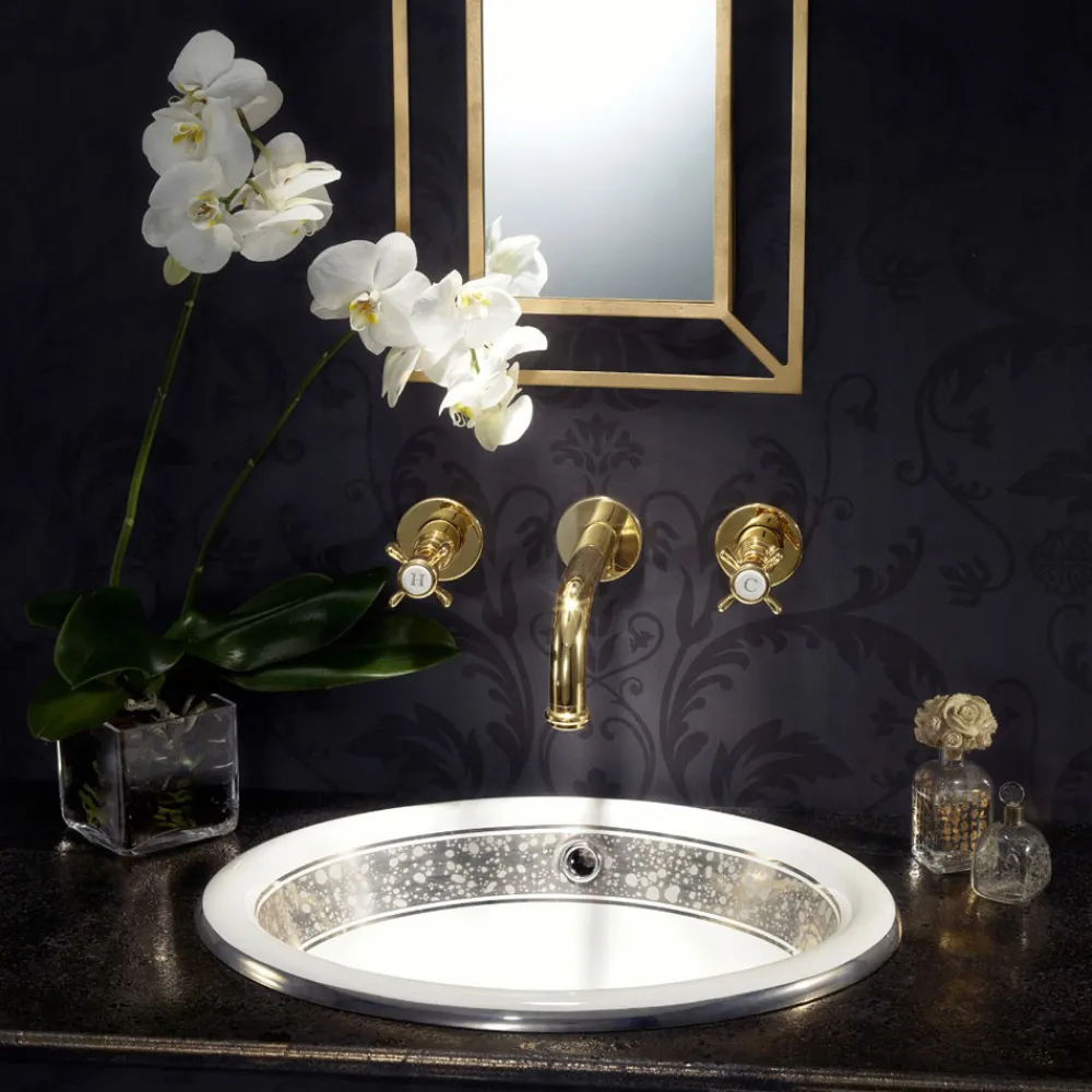 Viadurini Bathroom Waschbecken Aus Fire Clay-Halbeinbauwaschbecken aus Fire Clay mit Band in verschiedenen Ausführungen – Botticino