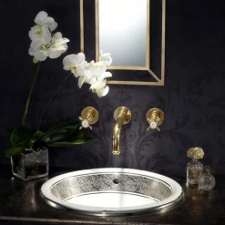 Viadurini Bathroom Waschbecken Aus Fire Clay-Halbeinbauwaschbecken aus Fire Clay mit Band in verschiedenen Ausführungen – Botticino