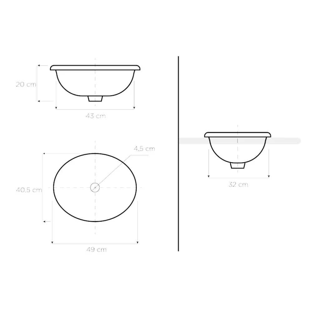 Viadurini Bathroom Waschbecken Aus Fire Clay-Halbeinbauwaschbecken aus Fire Clay mit Band in verschiedenen Ausführungen – Botticino