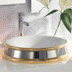 Viadurini Bathroom Waschbecken Aus Fire Clay-Halbeinbauwaschbecken Design aus Fire Clay made in Italy, Manilo