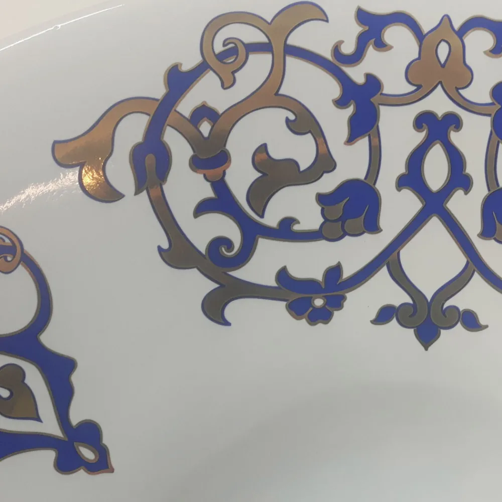 Viadurini Bathroom Waschbecken Aus Fire Clay-Halbeinbauwaschbecken mit Kobaltblau- und Gold- oder Golddekorationen, hergestellt in Italien – Capatosta