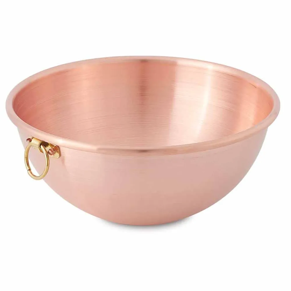 Viadurini Kitchen Kochgeschirr-Halbkugelförmige Bastardella aus massivem Kupfer mit Ring 30 cm - Giampiero