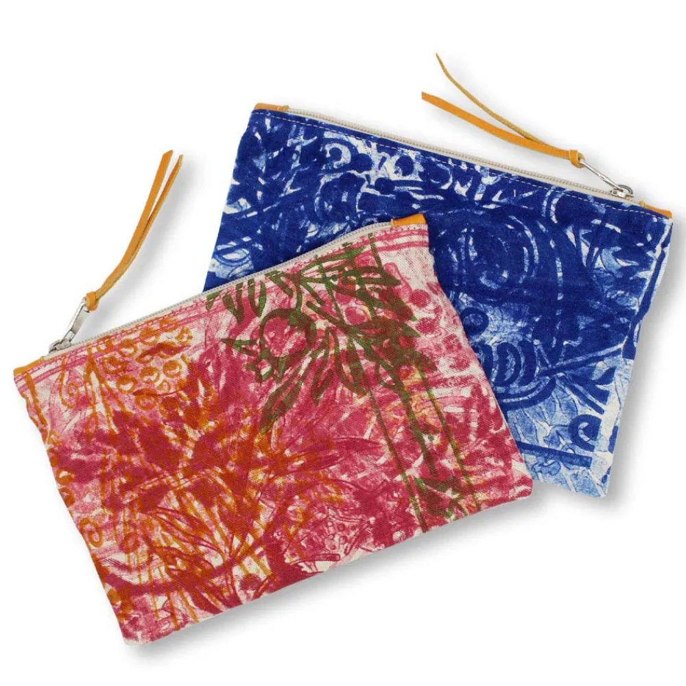 Viadurini by Marchi 1633 Italienische Mode-Handbedruckte einteilige Clutch aus Baumwolle, 2 Stück - Viadurini von Marchi