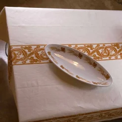 Viadurini by Marchi 1633 Tischdecken-Handbedruckte Tischdecke von hoher italienischer Handwerkskunst in Baumwolle und Leinen